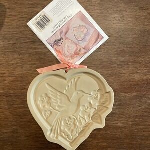 Brown Bag Cookie Art Mold Hummingbird Heart Flowers 1992 Vintage Hill Design Org